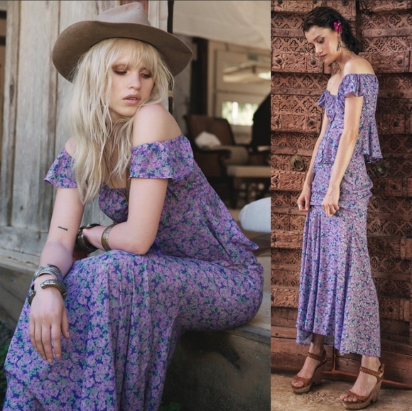 Spell designs wildflower slinky skirt violet M HTF - Picture 3 of 12